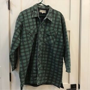 Wilderness Men’s Quilted Flannel Shirt Jacket XXL Green & Dark Gray Plaid